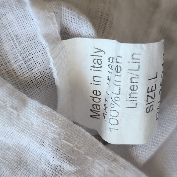 Lungo L'Arno 100% Linen White Gray Floral Cami Dress Made in Italy, Sz L - Picture 8 of 8